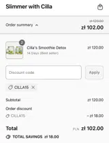 Slimmer with Cilla coupon verification screenshot