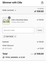 Slimmer with Cilla coupon verification screenshot