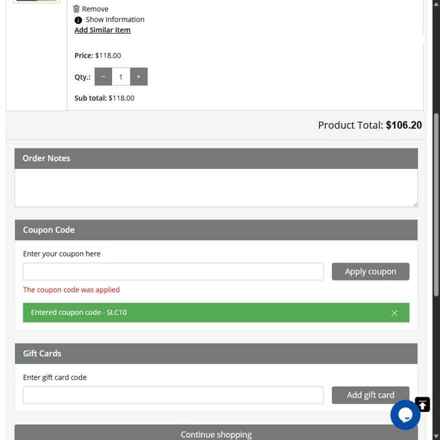 SlipCoverShop checkout page showing SlipCoverShop coupon code box | Screenshot taken by SimplyCodes community member on Apr 23, 2025