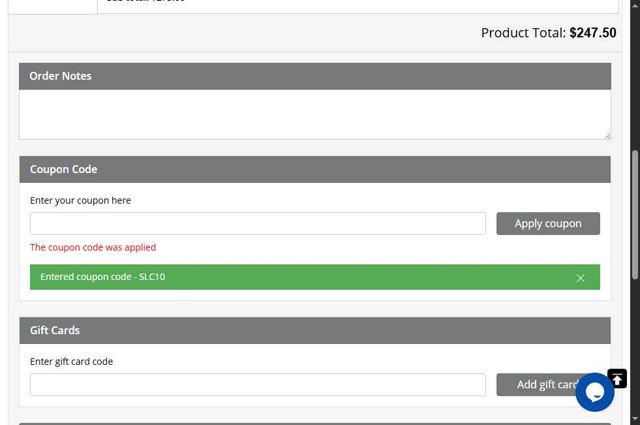 SlipCoverShop checkout page showing SlipCoverShop coupon code box | Screenshot taken by SimplyCodes community member on Jul 27, 2025