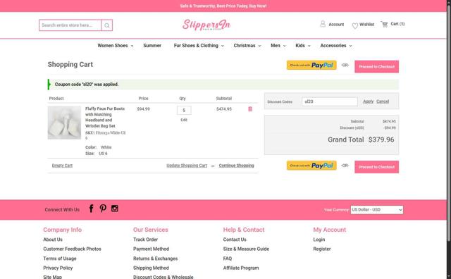 Slippersin checkout page showing Slippersin discount code box | Screenshot taken by SimplyCodes community member on Jun 30, 2025