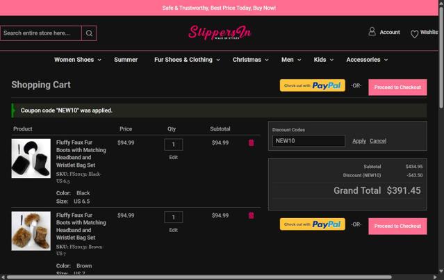 Slippersin checkout page showing Slippersin discount code box | Screenshot taken by SimplyCodes community member on Jun 1, 2025