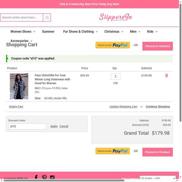 Slippersin checkout page showing Slippersin discount code box | Screenshot taken by SimplyCodes community member on Jun 30, 2025