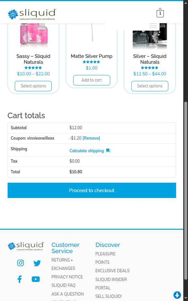 Sliquid checkout page showing Sliquid promo code box | Screenshot taken by SimplyCodes community member on Jun 19, 2025