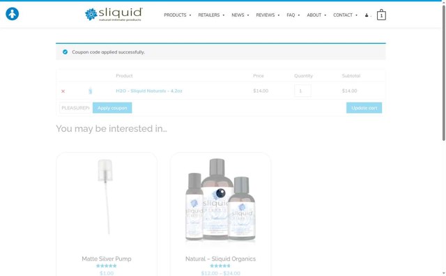 Sliquid checkout page showing Sliquid promo code box | Screenshot taken by SimplyCodes community member on Jun 8, 2025