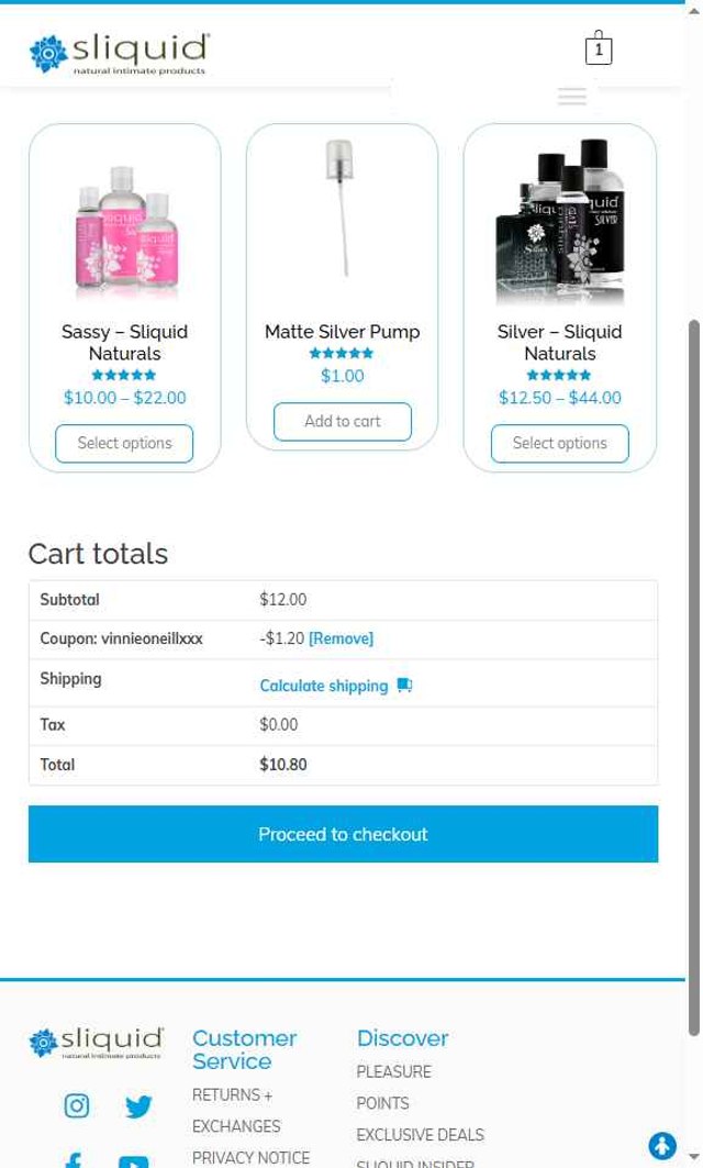 Sliquid checkout page showing Sliquid promo code box | Screenshot taken by SimplyCodes community member on Jun 19, 2025