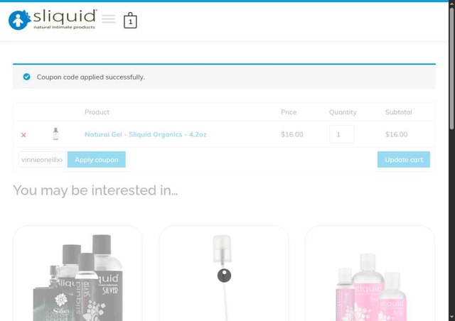 Sliquid checkout page showing Sliquid promo code box | Screenshot taken by SimplyCodes community member on Jun 19, 2025