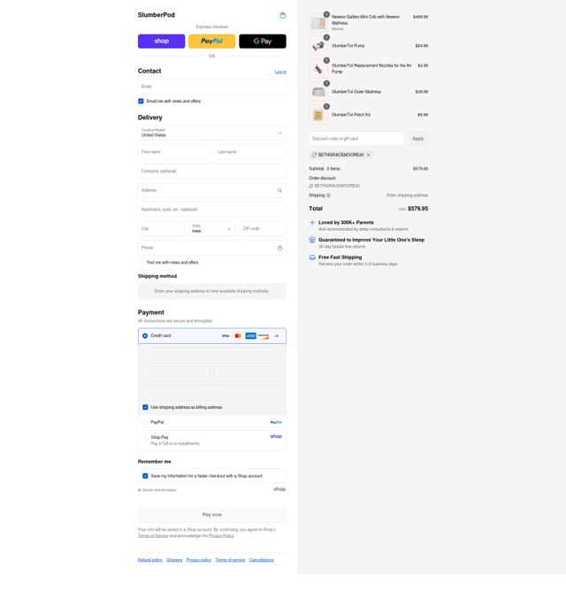 Slumber Pod checkout page showing Slumber Pod discount code box | Screenshot taken by SimplyCodes community member on Sep 6, 2025