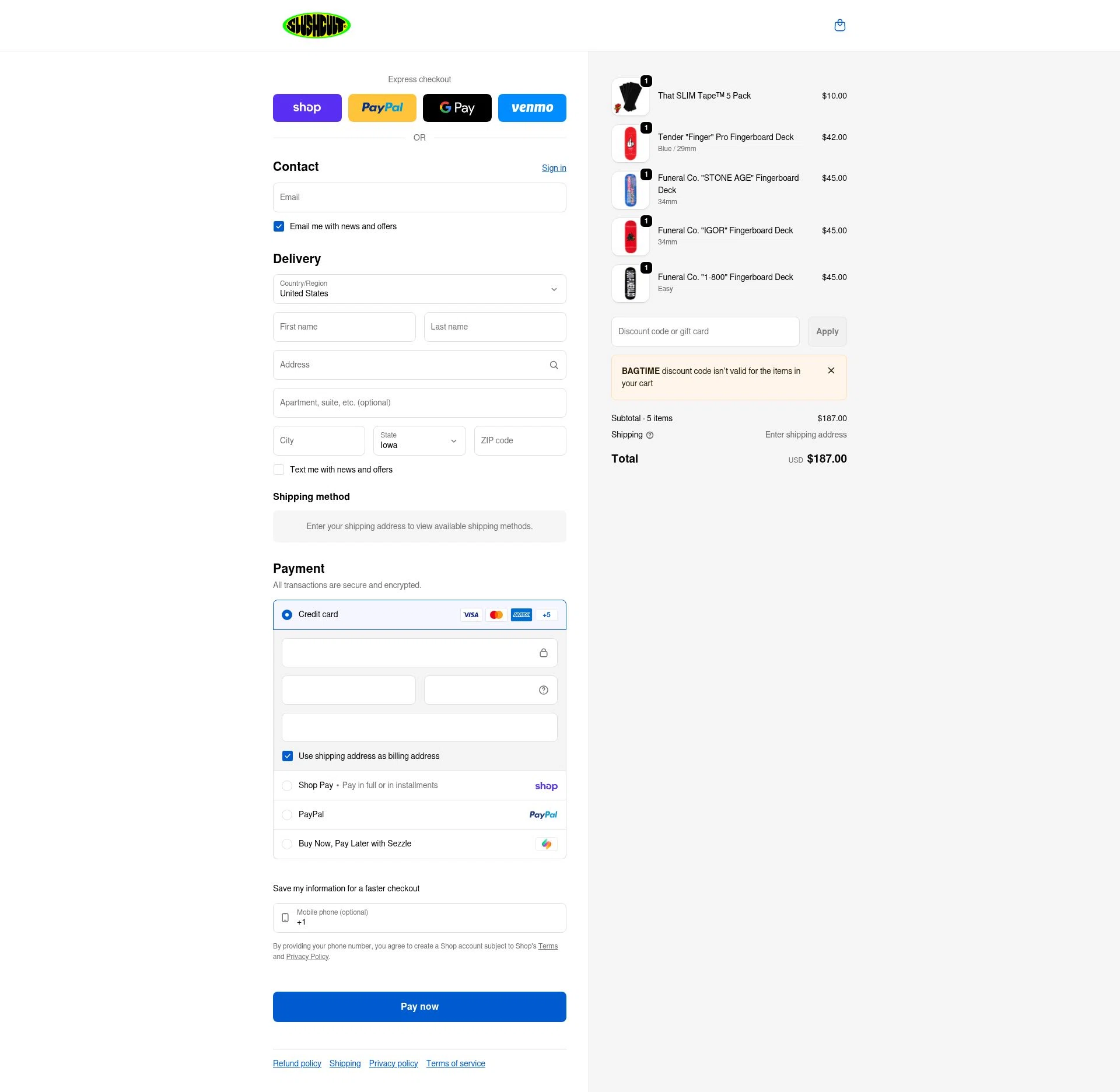 Slushcult checkout page showing Slushcult discount code box | Screenshot taken by SimplyCodes community member on Feb 20, 2026