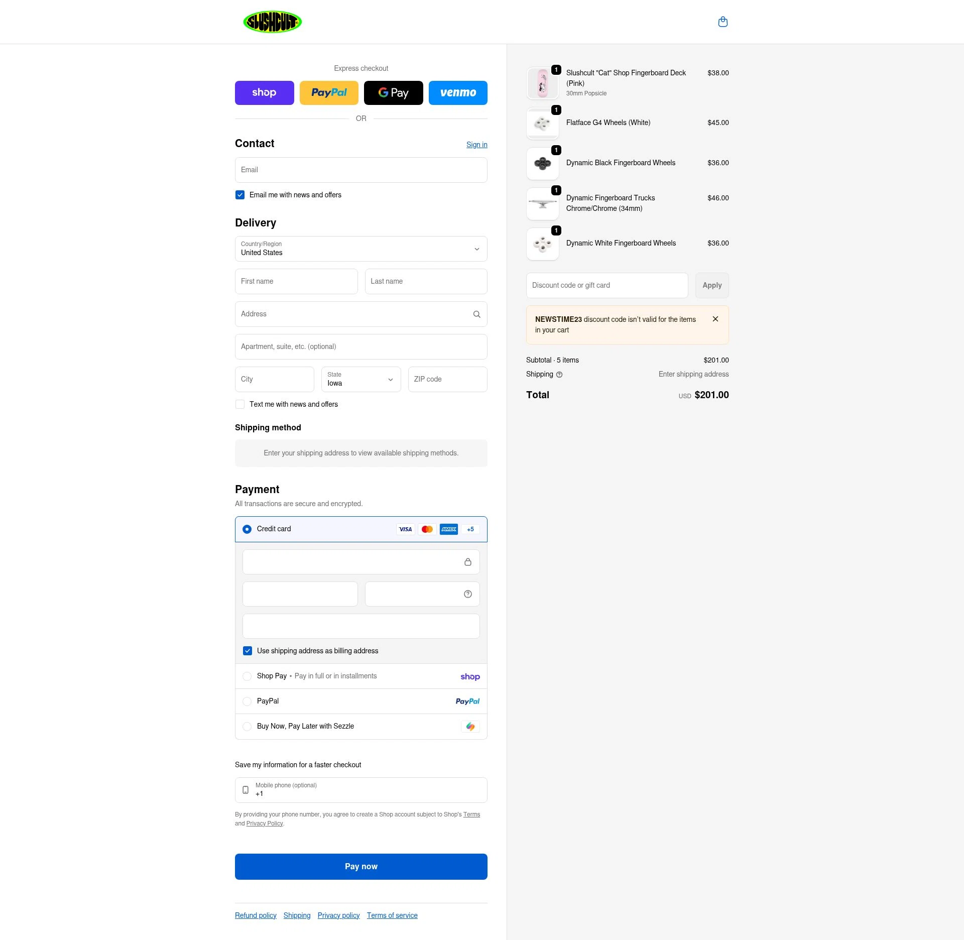 Slushcult checkout page showing Slushcult discount code box | Screenshot taken by SimplyCodes community member on Feb 16, 2026