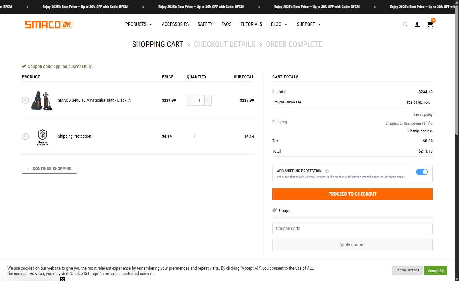 Smaco checkout page showing Smaco promo code box | Screenshot taken by SimplyCodes community member on Nov 25, 2025
