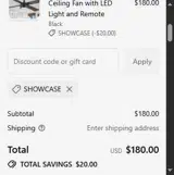 SHOWCASE coupon verification screenshot