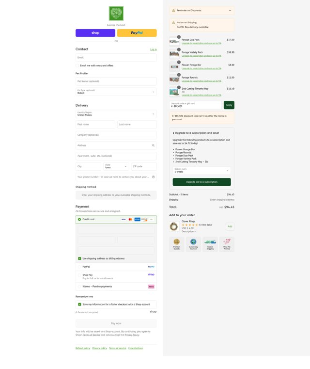 Small Pet Select checkout page showing Small Pet Select discount code box | Screenshot taken by SimplyCodes community member on Sep 8, 2025