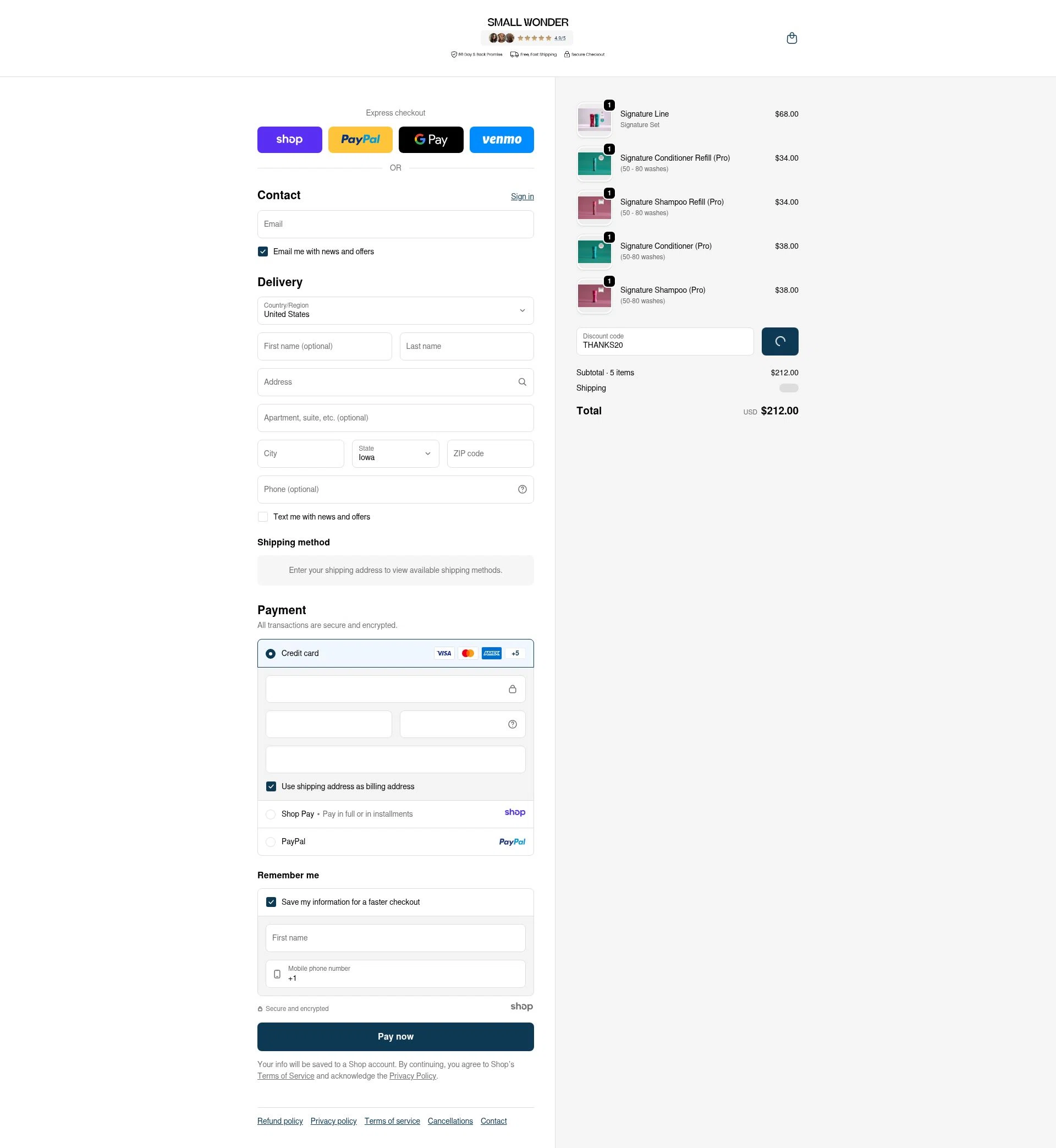 Small Wonder checkout page showing Small Wonder promo code box | Screenshot taken by SimplyCodes community member on Dec 24, 2025