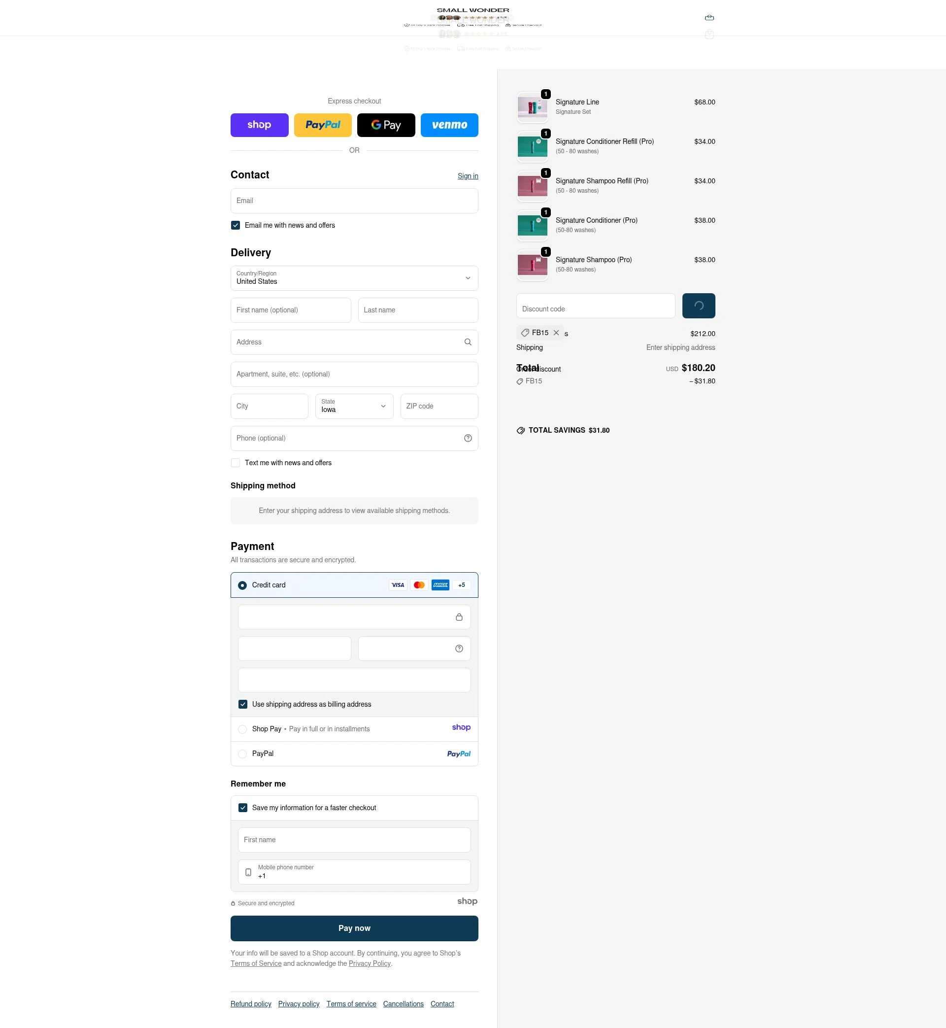 Small Wonder checkout page showing Small Wonder promo code box | Screenshot taken by SimplyCodes community member on Dec 29, 2025