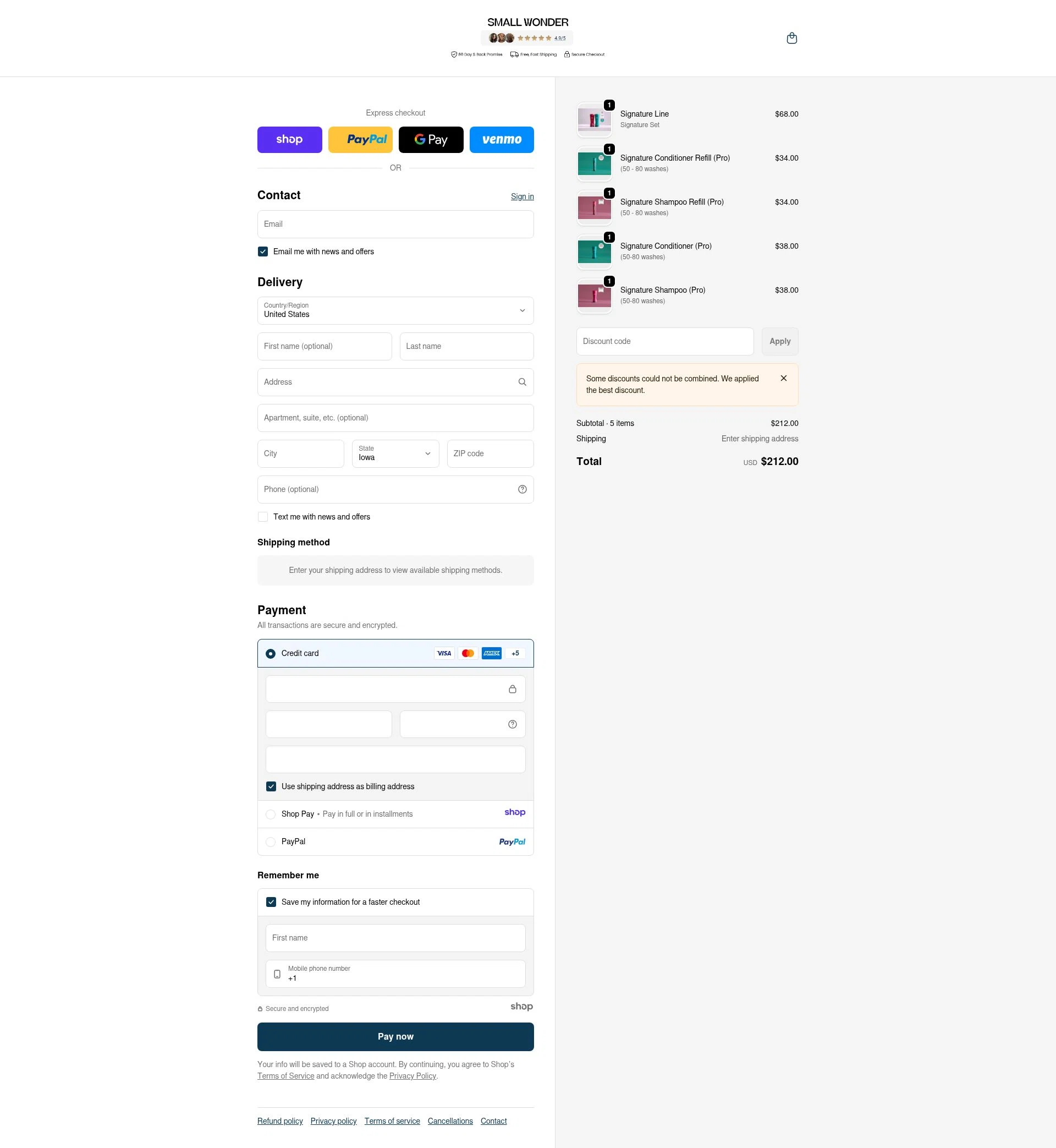 Small Wonder checkout page showing Small Wonder promo code box | Screenshot taken by SimplyCodes community member on Dec 29, 2025