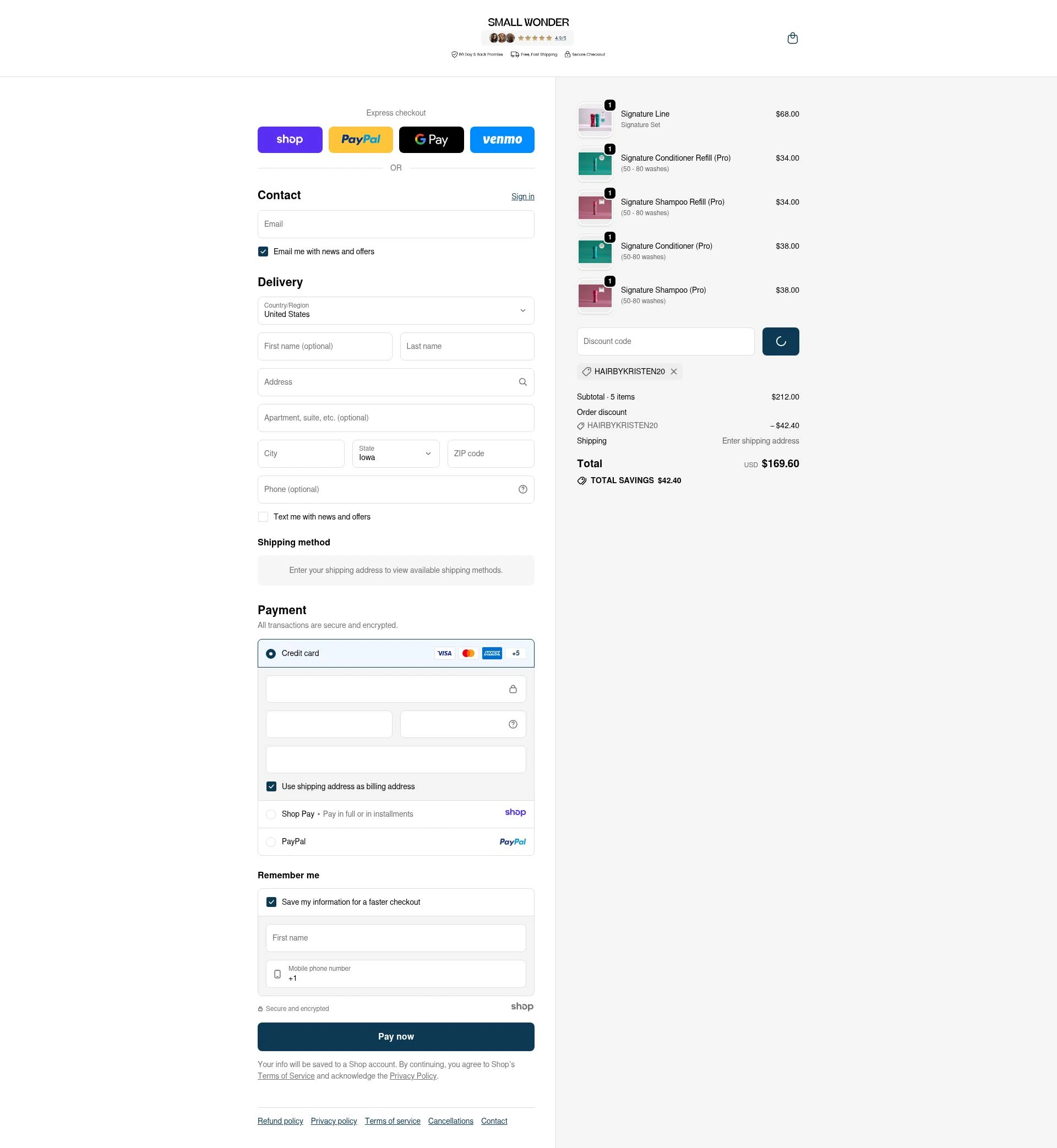 Small Wonder checkout page showing Small Wonder promo code box | Screenshot taken by SimplyCodes community member on Dec 24, 2025