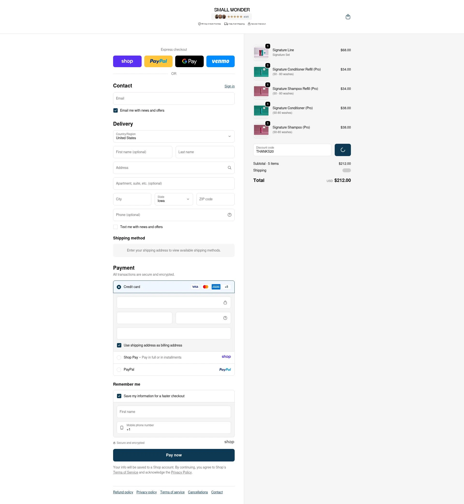Small Wonder checkout page showing Small Wonder promo code box | Screenshot taken by SimplyCodes community member on Dec 29, 2025