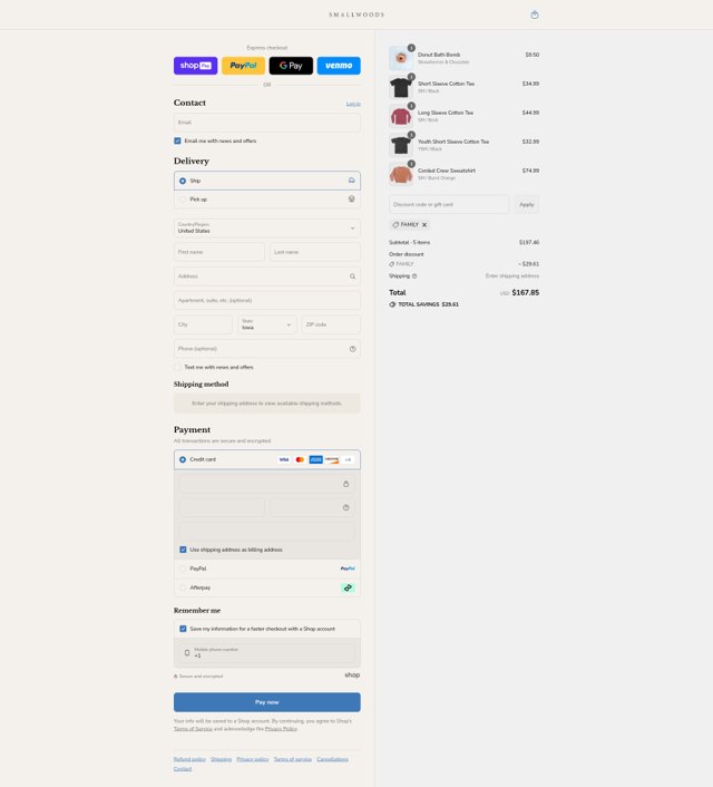 Smallwood Home checkout page showing Smallwood Home promo code box | Screenshot taken by SimplyCodes community member on Aug 26, 2025