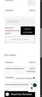 BEEGOESKETO coupon verification screenshot