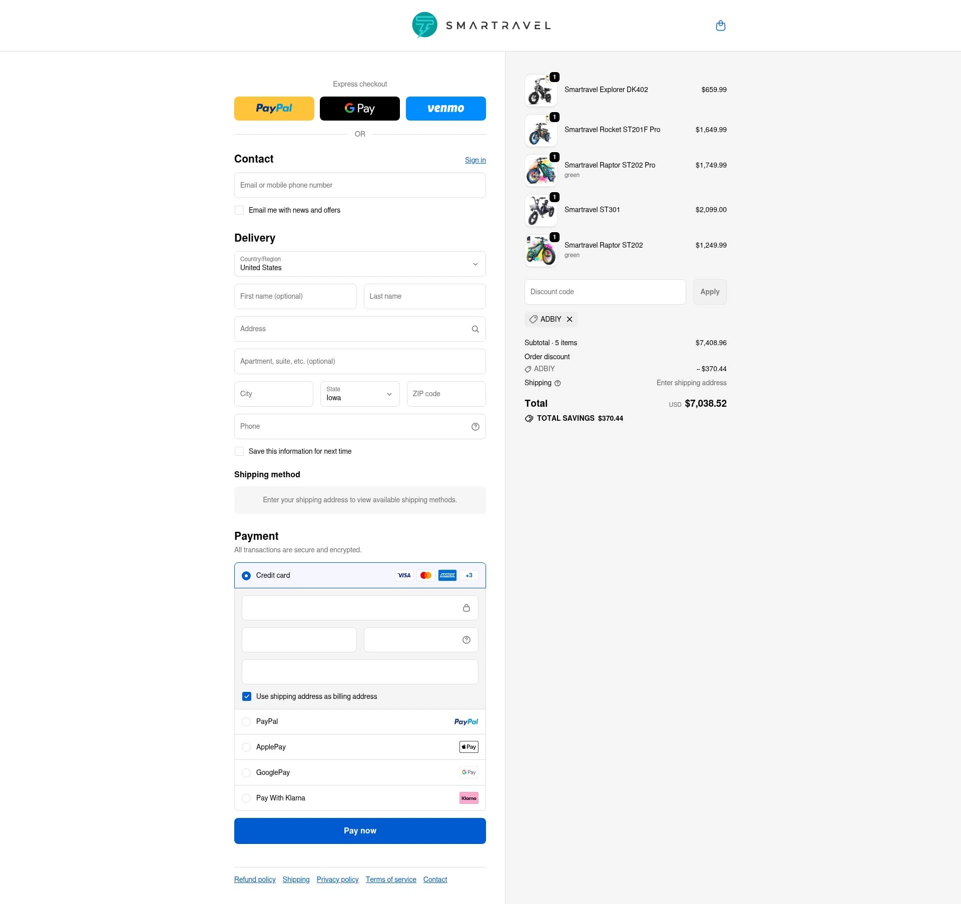 Smartravel checkout page showing Smartravel promo code box | Screenshot taken by SimplyCodes community member on Jan 8, 2026