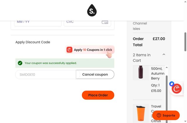 Smidge checkout page showing Smidge discount code box | Screenshot taken by SimplyCodes community member on Jun 17, 2025