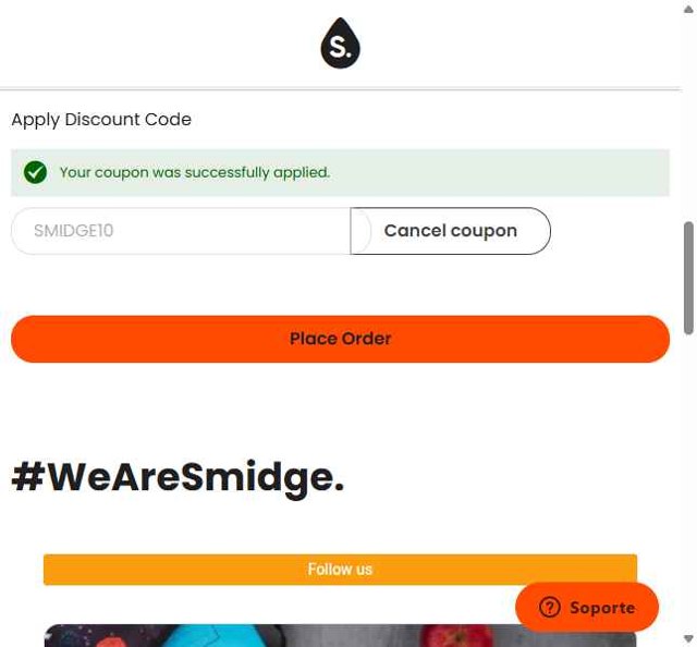 Smidge checkout page showing Smidge discount code box | Screenshot taken by SimplyCodes community member on Jun 21, 2025