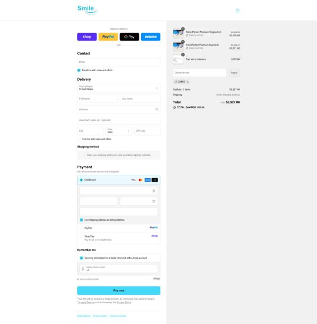 Smile Perfect checkout page showing Smile Perfect discount code box | Screenshot taken by SimplyCodes community member on Sep 13, 2025