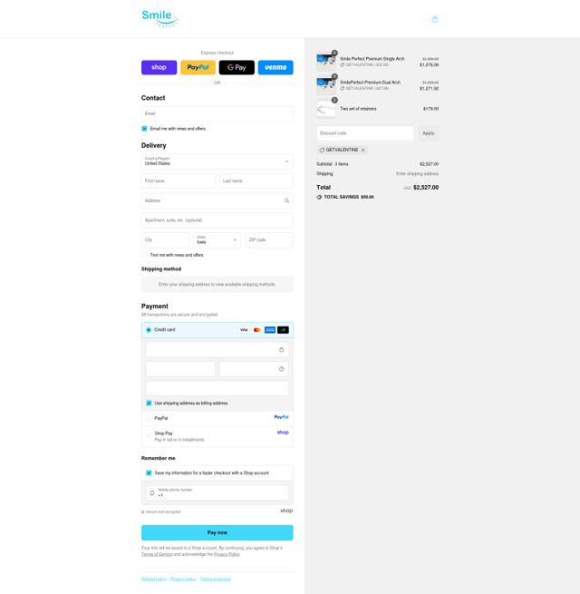 Smile Perfect checkout page showing Smile Perfect discount code box | Screenshot taken by SimplyCodes community member on Sep 13, 2025