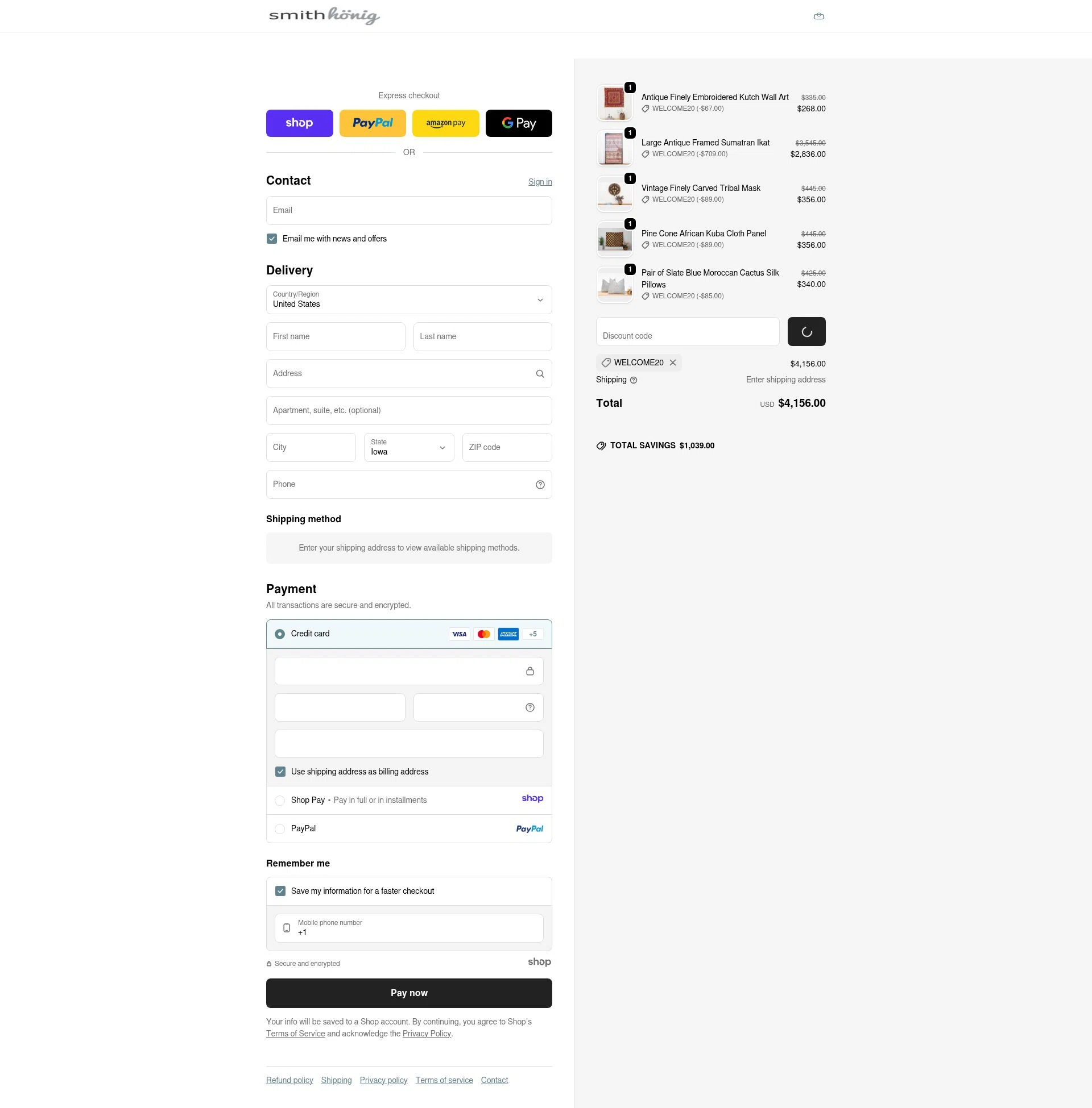 SmithHonig checkout page showing SmithHonig promo code box | Screenshot taken by SimplyCodes community member on Jan 4, 2026
