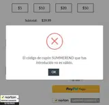 SUMMEREND coupon verification screenshot