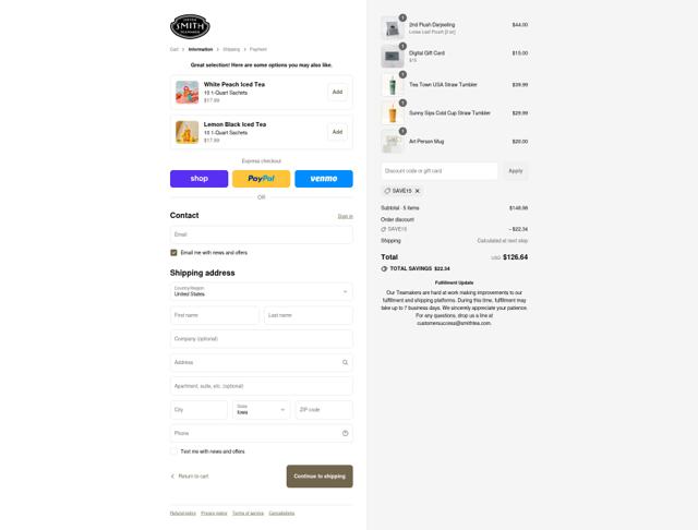 Smith Teamaker checkout page showing Smith Teamaker discount code box | Screenshot taken by SimplyCodes community member on Sep 12, 2025