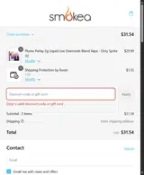 SMOKEA coupon verification screenshot