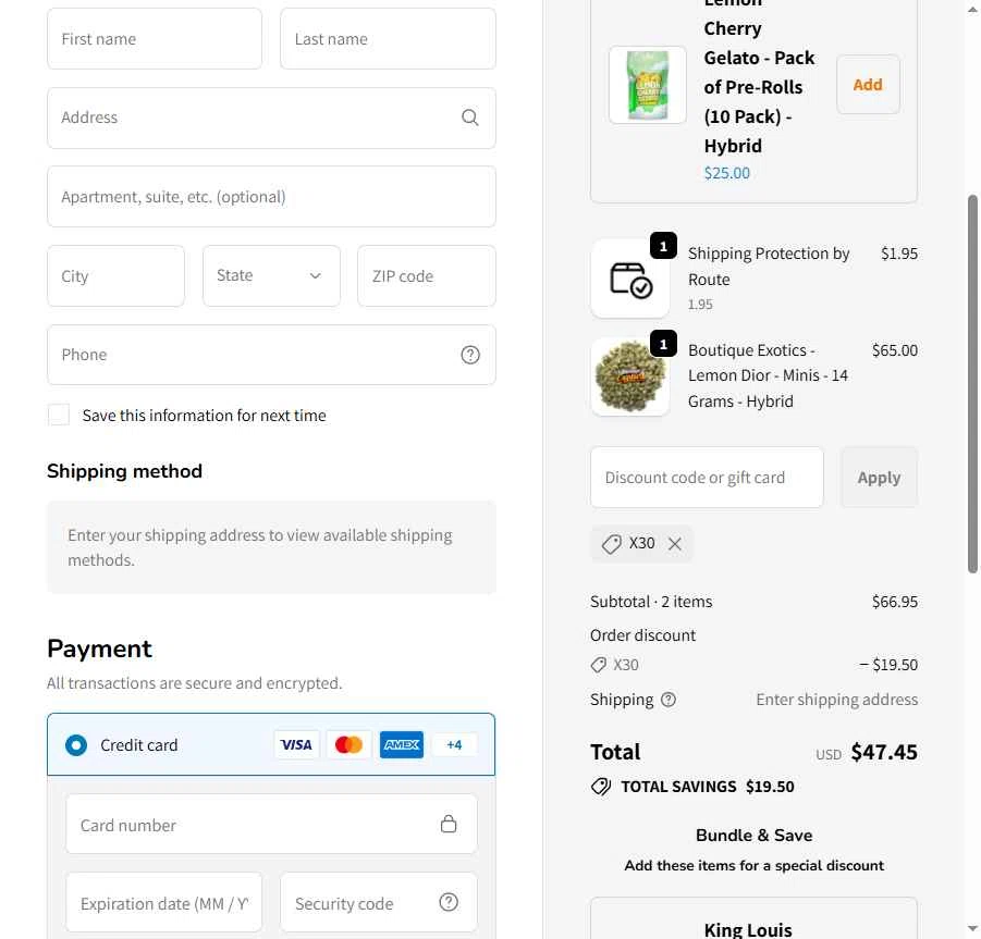 Smoke Kind checkout page showing Smoke Kind discount code box | Screenshot taken by SimplyCodes community member on Dec 18, 2025