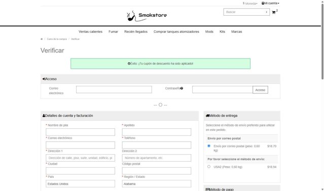 Smokstore checkout page showing Smokstore coupon code box | Screenshot taken by SimplyCodes community member on Jun 27, 2025