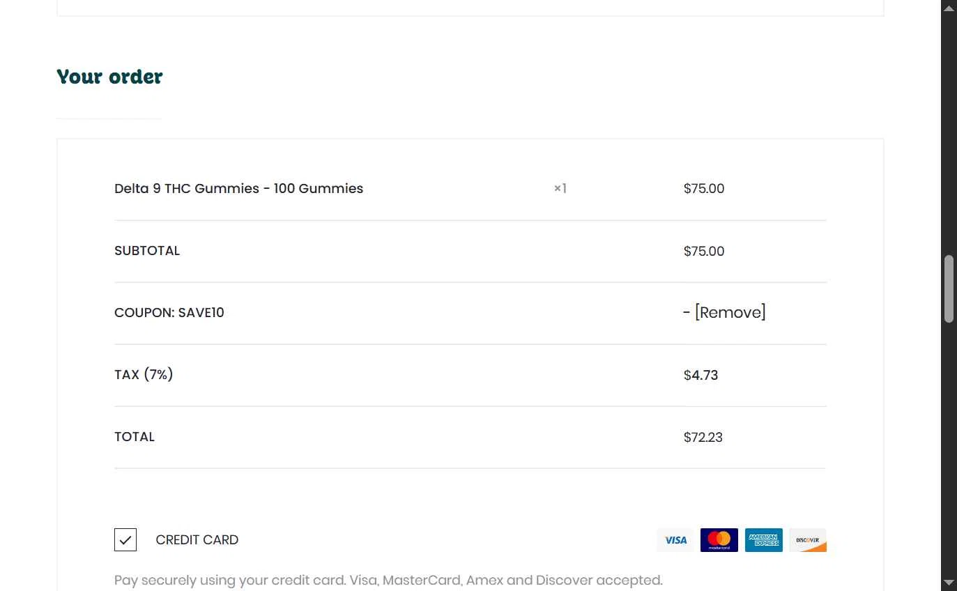 Smoky Mountain CBD checkout page showing Smoky Mountain CBD coupon code box | Screenshot taken by SimplyCodes community member on Nov 12, 2025