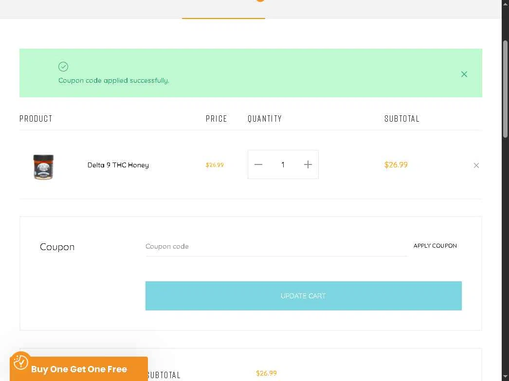 Smoky Mountain CBD checkout page showing Smoky Mountain CBD coupon code box | Screenshot taken by SimplyCodes community member on Dec 27, 2025