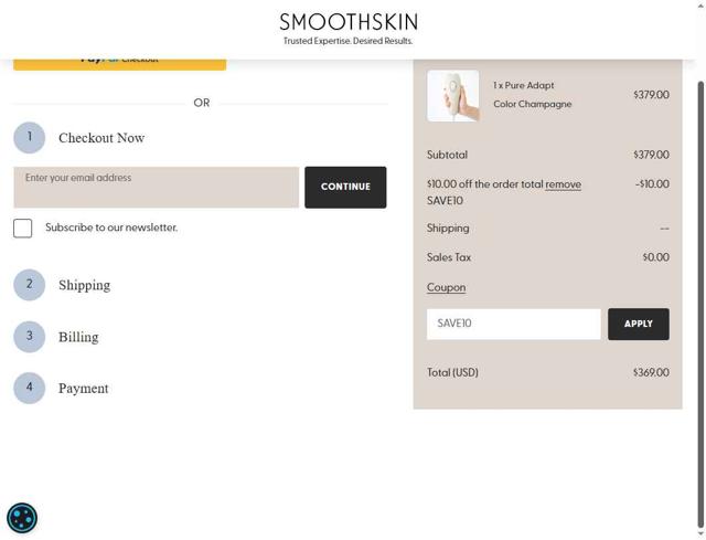 SmoothSkin checkout page showing SmoothSkin promo code box | Screenshot taken by SimplyCodes community member on Jun 12, 2025