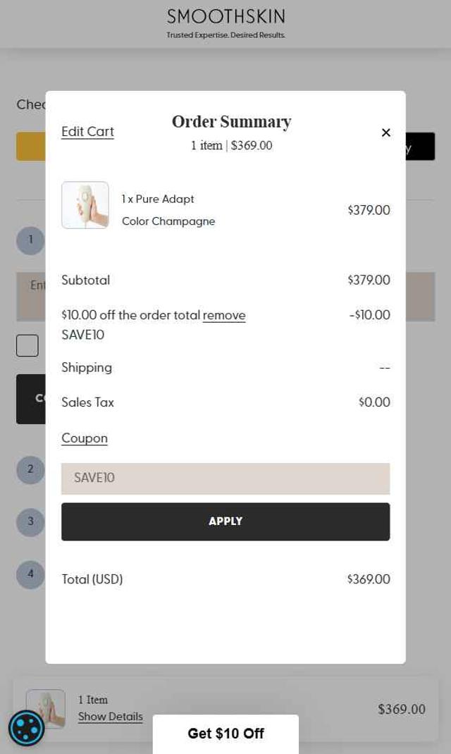 SmoothSkin checkout page showing SmoothSkin promo code box | Screenshot taken by SimplyCodes community member on Jun 12, 2025