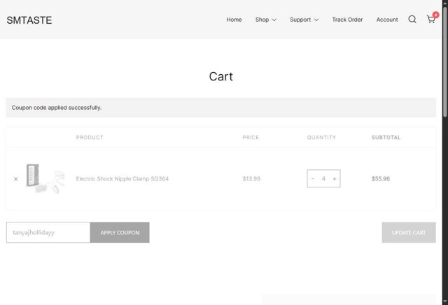 SMTASTE checkout page showing SMTASTE coupon code box | Screenshot taken by SimplyCodes community member on Sep 5, 2025