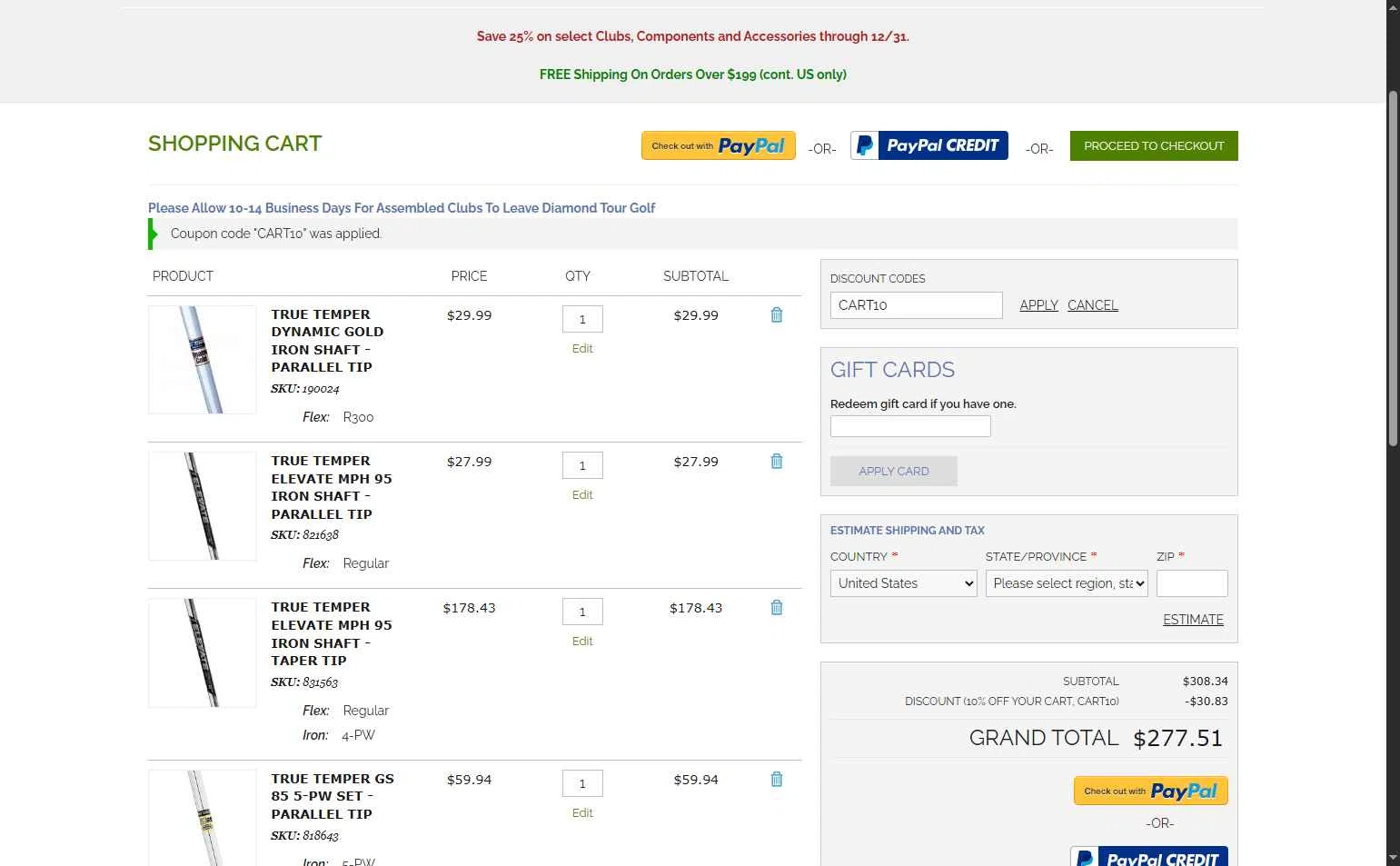SMT Golf checkout page showing SMT Golf promo code box | Screenshot taken by SimplyCodes community member on Dec 10, 2025