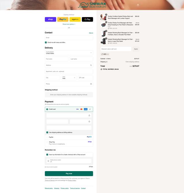 Snailax checkout page showing Snailax promo code box | Screenshot taken by SimplyCodes community member on Sep 12, 2025