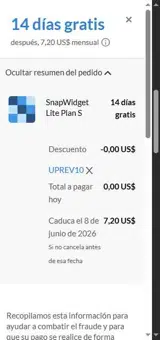 SnapWidget coupon verification screenshot