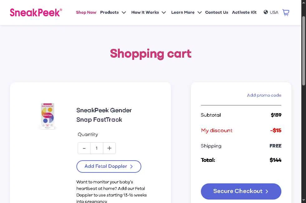 SneakPeek Test checkout page showing SneakPeek Test promo code box | Screenshot taken by SimplyCodes community member on Feb 3, 2026