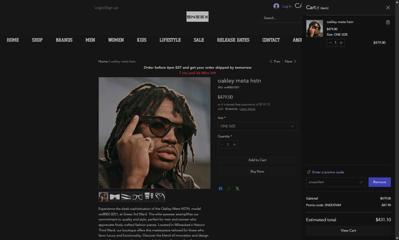 SNEEX 3RD WARD checkout page showing SNEEX 3RD WARD promo code box | Screenshot taken by SimplyCodes community member on Dec 14, 2025