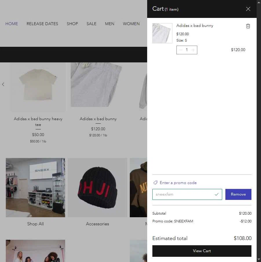 SNEEX 3RD WARD checkout page showing SNEEX 3RD WARD promo code box | Screenshot taken by SimplyCodes community member on Feb 25, 2026