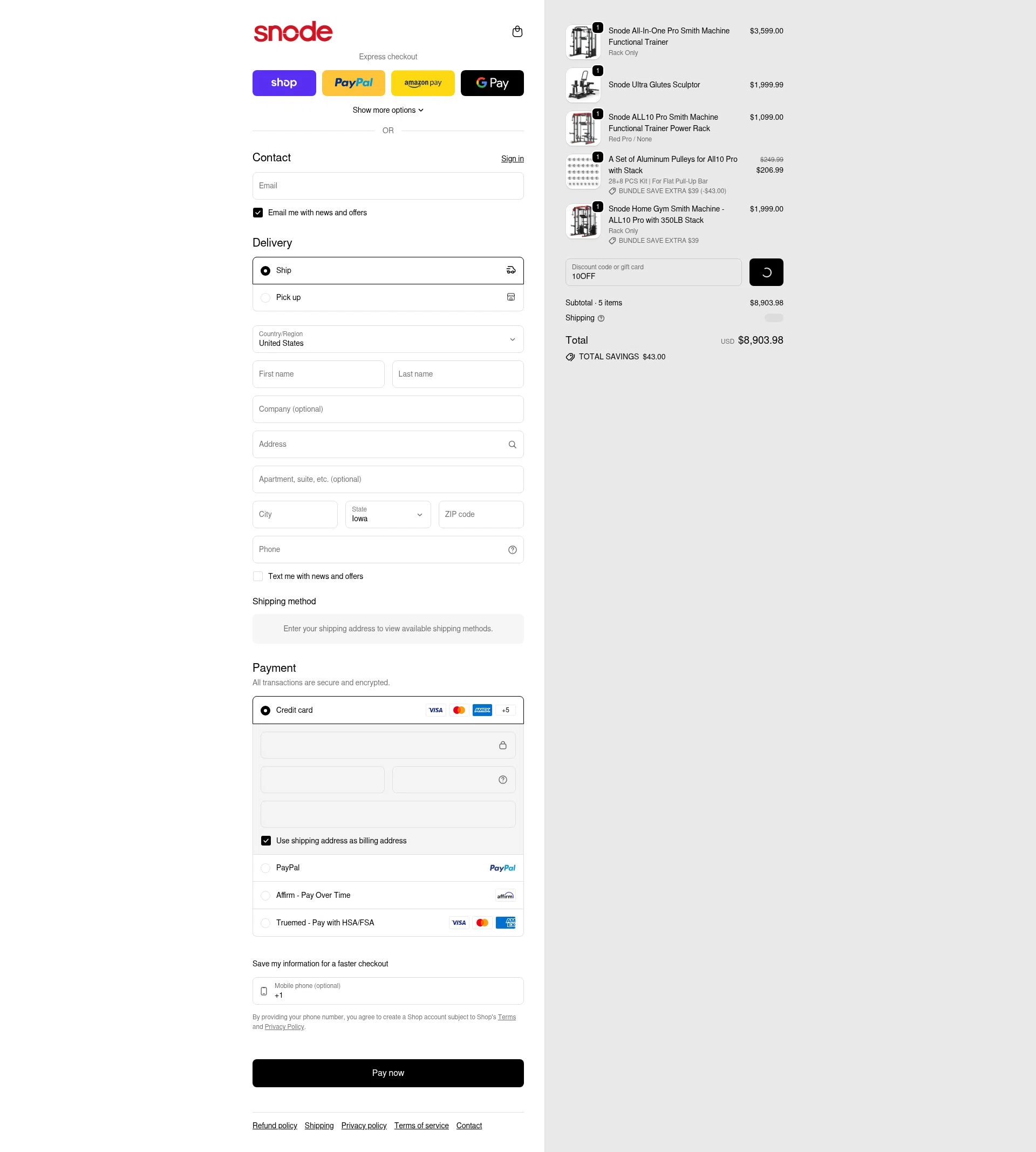 Snode Sport checkout page showing Snode Sport promo code box | Screenshot taken by SimplyCodes community member on Feb 9, 2026