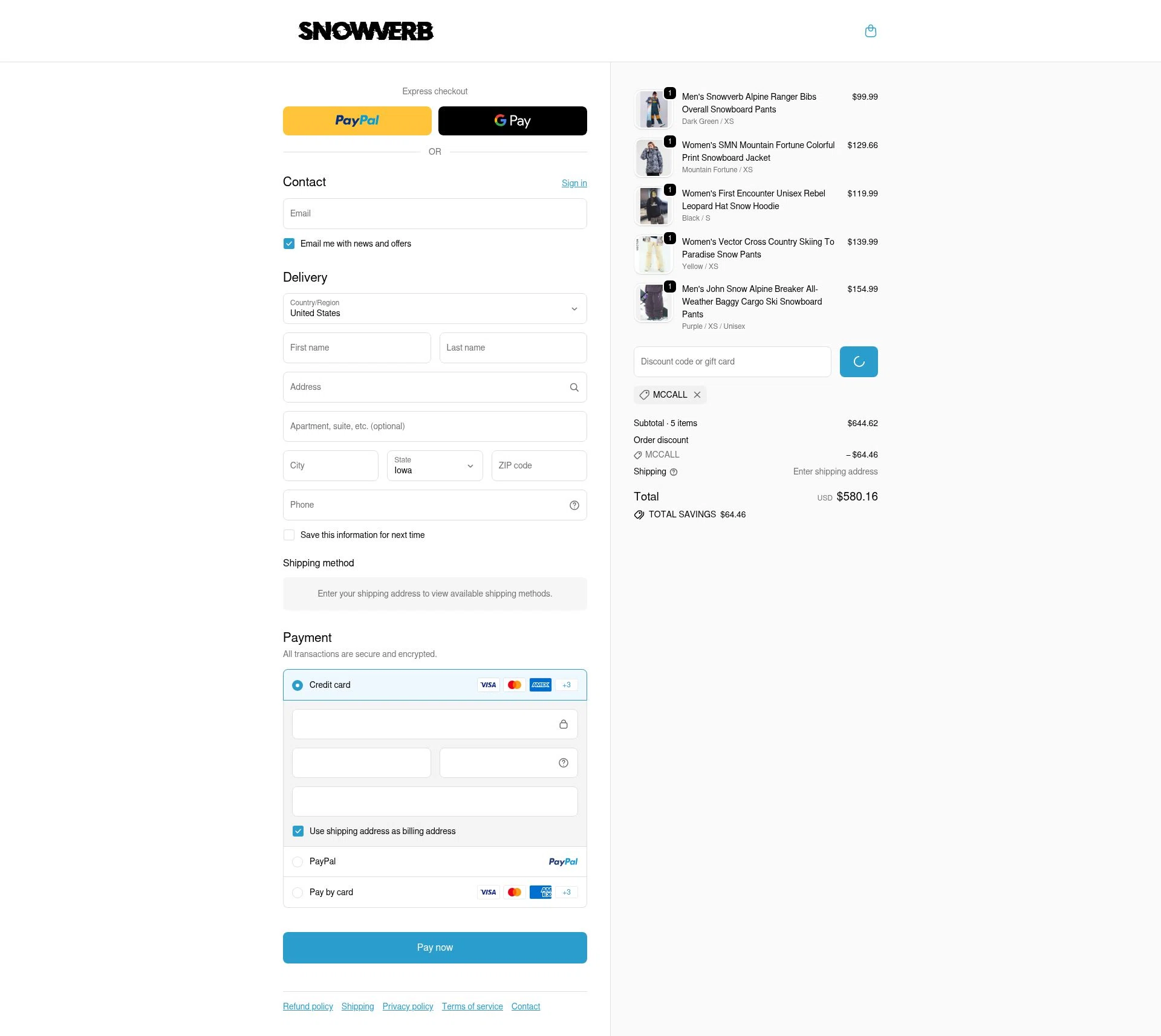 Snowverb checkout page showing Snowverb discount code box | Screenshot taken by SimplyCodes community member on Feb 18, 2026