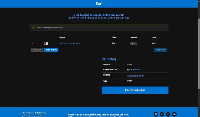 SNS checkout page showing SNS promo code box | Screenshot taken by SimplyCodes community member on Sep 13, 2025