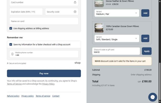 Soak and Sleep checkout page showing Soak and Sleep discount code box | Screenshot taken by SimplyCodes community member on Aug 18, 2025
